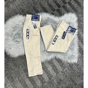 Lot of 2 Premium Wear Boys Size 8 Khaki Flat Front Uniform Pants‎ NWT